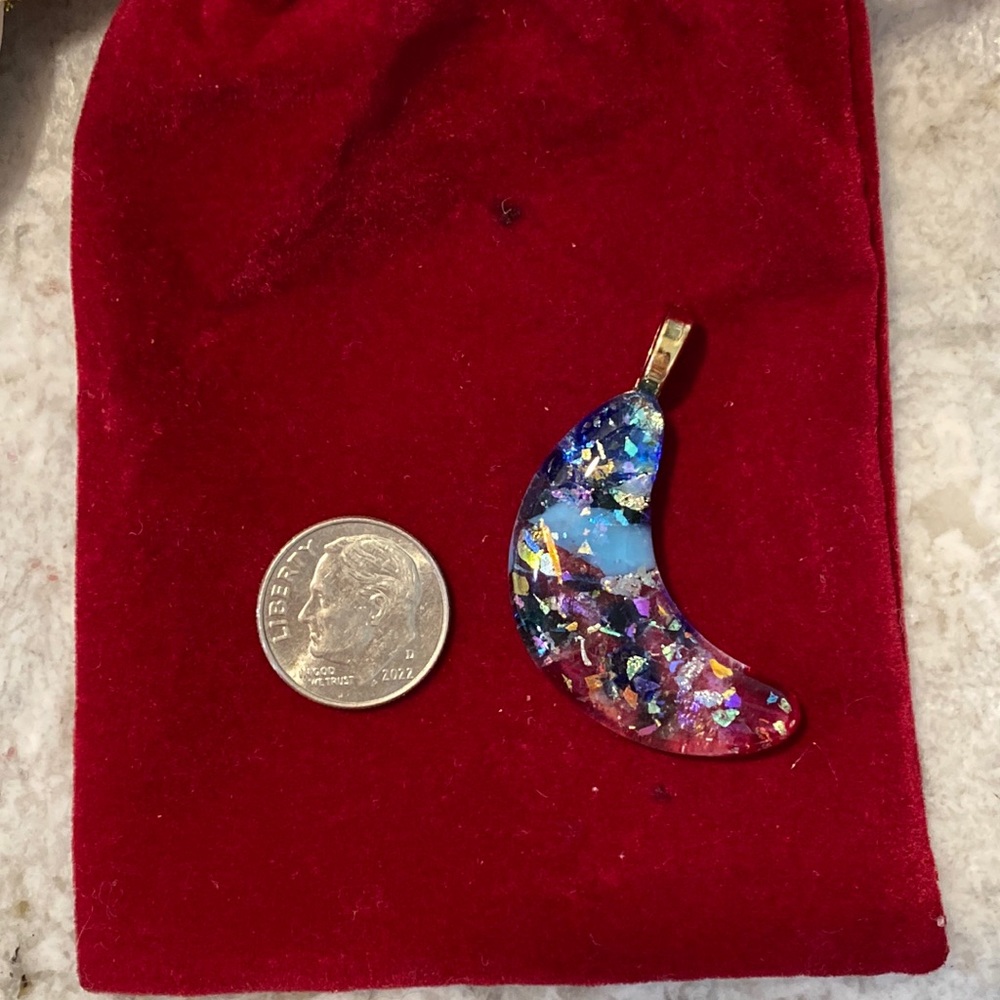 Colorful Crescent Moon Pendant
